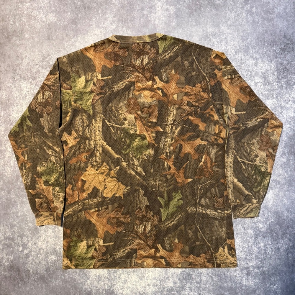 Vintage Advantage Timber Camo Mesh Long Sleeve Pocket T-Shirt Mens XL Made USA - Picture 2 of 6